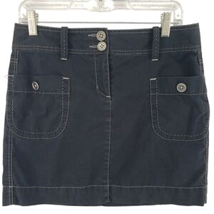 Loft Outlet Mini Skirt in Charcoal Size 4 Button Detail 100% Cotton